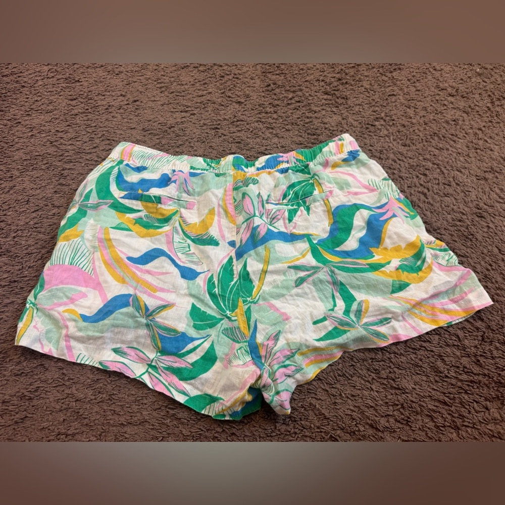 2 FOR $20 C & C California 100% Linen Shorts Tropical Pull On High Rise Size L - Picture 7 of 7